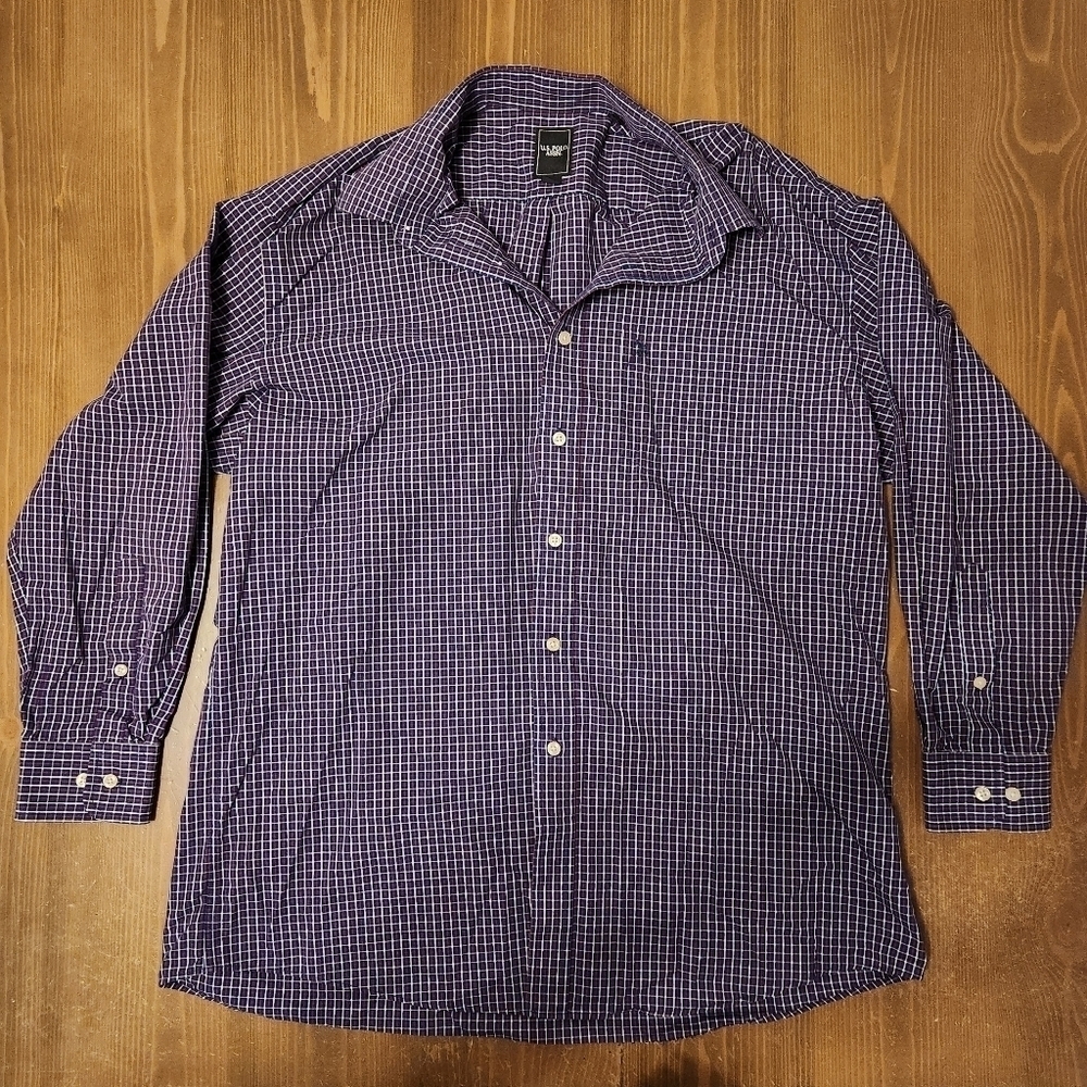 US Polo ASSN Purple/Red Plaid Long Sleeve Button Up Shirt Mens Size Large